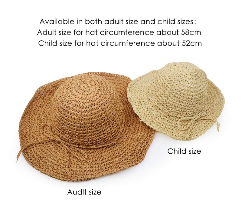 UltraKey Straw Hat, Handmade Beach Wide Brim Cap Foldable Outdoor Sun Hat Beach Headwear for Adult Man Women Beige - Image 3
